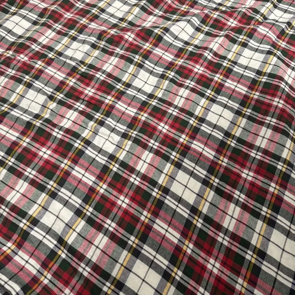 Pottery Barn Denver Plaid Cotton Linen Red Green Duvet Cover Full/Queen